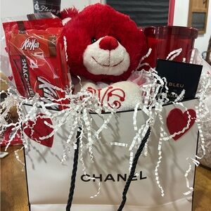 Chanel Red Gift Set with Teddy Bear and Tumbler